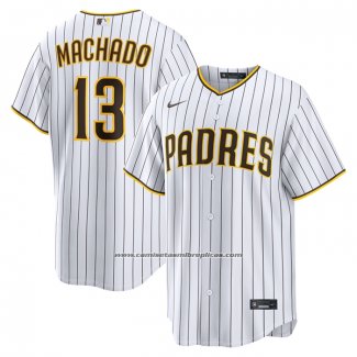 Camiseta Beisbol Hombre San Diego Padres Manny Machado Primera Replica Blanco