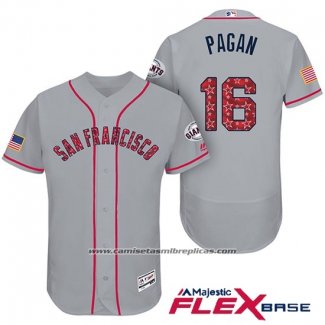 Camiseta Beisbol Hombre San Francisco Giants 2017 Estrellas y Rayas Angel Pagan Gris Flex Base