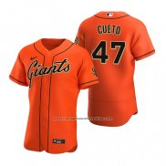 Camiseta Beisbol Hombre San Francisco Giants Johnny Cueto Autentico Alterno Naranja