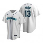 Camiseta Beisbol Hombre Seattle Mariners Abraham Toro Replica Primera Blanco