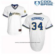 Camiseta Beisbol Hombre Seattle Mariners Felix Hernandez 34 Blanco Cooperstown Cool Base