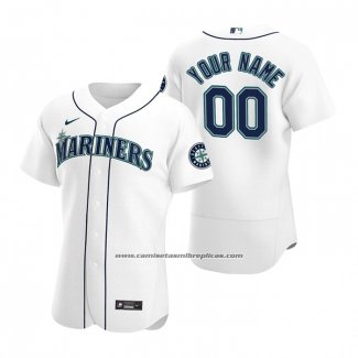 Camiseta Beisbol Hombre Seattle Mariners Personalizada Autentico Primera Blanco