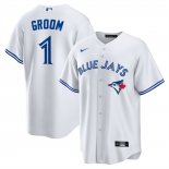 Camiseta Beisbol Hombre Toronto Blue Jays NO 1 Groom Primera Replica Blanco