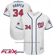 Camiseta Beisbol Hombre Washington Nationals 2017 Estrellas y Rayas Bryce Harper Blanco Flex Base