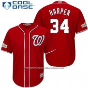 Camiseta Beisbol Hombre Washington Nationals 2017 Postemporada Bryce Harper Rojo Cool Base