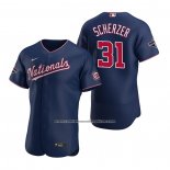 Camiseta Beisbol Hombre Washington Nationals Max Scherzer Autentico Replica Azul