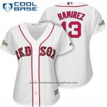 Camiseta Beisbol Mujer Boston Red Sox 2017 Postemporada 13 Hanley Ramirez Blanco Cool Base