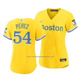 Camiseta Beisbol Mujer Boston Red Sox Martin Perez 2021 City Connect Replica Oro