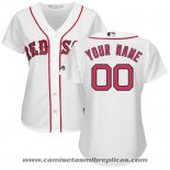 Camiseta Beisbol Mujer Boston Red Sox Personalizada Blanco