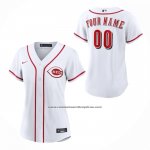 Camiseta Beisbol Mujer Cincinnati Reds Primera Replica Personalizada Blanco