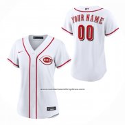 Camiseta Beisbol Mujer Cincinnati Reds Primera Replica Personalizada Blanco