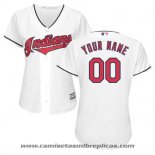 Camiseta Beisbol Mujer Cleveland Indians Personalizada Blanco