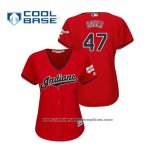 Camiseta Beisbol Mujer Cleveland Indians Trevor Bauer 2019 All Star Patch Cool Base Rojo