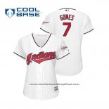 Camiseta Beisbol Mujer Cleveland Indians Yan Gomes 2019 All Star Patch Cool Base Blanco
