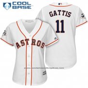 Camiseta Beisbol Mujer Houston Astros 2017 World Series Evan Gattis Blanco Cool Base