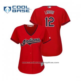 Camiseta Beisbol Mujer Indians Francisco Lindor Cool Base Alterno 2019 Rojo