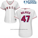 Camiseta Beisbol Mujer Los Angeles Angels 47 Ricky Nolasco Blanco Cool Base