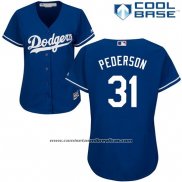 Camiseta Beisbol Mujer Los Angeles Dodgers Joc Pederson Cool Base Azul