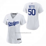Camiseta Beisbol Mujer Los Angeles Dodgers Mookie Betts Primera Replica Blanco