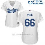 Camiseta Beisbol Mujer Los Angeles Dodgers Yasiel Puig Cool Base Blanco