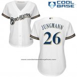 Camiseta Beisbol Mujer Milwaukee Brewers Taylor Jungman Blanco Autentico Collection Cool Base