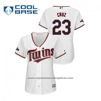 Camiseta Beisbol Mujer Minnesota Twins Nelson Cruz 2019 Postemporada Cool Base Blanco