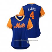 Camiseta Beisbol Mujer New York Mets Wilmer Flores 2018 LLWS Players Weekend Catire Azul