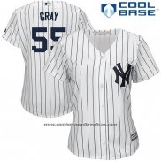 Camiseta Beisbol Mujer New York Yankees 55 Sonny Gray Blanco Cool Base