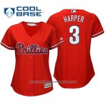 Camiseta Beisbol Mujer Philadelphia Phillies Bryce Harper Cool Base Replica Rojo