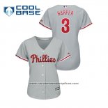 Camiseta Beisbol Mujer Philadelphia Phillies Bryce Harper Cool Base Segunda Gris