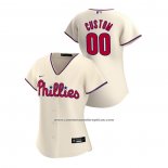 Camiseta Beisbol Mujer Philadelphia Phillies Personalizada 2020 Replica Alterno Crema