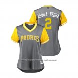 Camiseta Beisbol Mujer San Diego Padres Jose Pirela 2018 LLWS Players Weekend Aguila Negra Gris