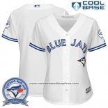 Camiseta Beisbol Mujer Toronto Blue Jays Blanco Cool Base 40 Aniversario