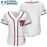 Camiseta Beisbol Mujer Washington Nationals 2017 Postemporada Blanco Cool Base
