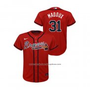 Camiseta Beisbol Nino Atlanta Braves Greg Maddux Replica Alterno Rojo