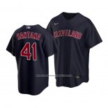 Camiseta Beisbol Nino Cleveland Indians Carlos Santana Replica Alterno 2020 Azul