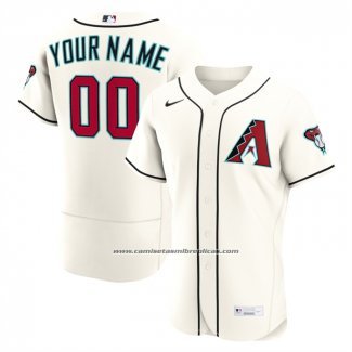 Camiseta Beisbol Hombre Arizona Diamondbacks Primera Autentico Personalizada Crema