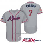 Camiseta Beisbol Hombre Atlanta Braves 2017 Estrellas y Rayas 3 Dansby Swanson Gris Flex Base Camiseta Beisbol Hombre Atlanta Braves 2017 Estrellas y Rayas 3 Dansby Swanson Gris Flex Base