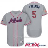 Camiseta Beisbol Hombre Atlanta Braves 2017 Estrellas y Rayas 5 Frojodie Freeman Gris Flex Base