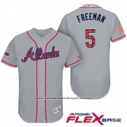 Camiseta Beisbol Hombre Atlanta Braves 2017 Estrellas y Rayas 5 Frojodie Freeman Gris Flex Base