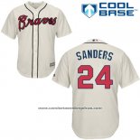 Camiseta Beisbol Hombre Atlanta Braves 24 Deion Sanders Crema Cool Base