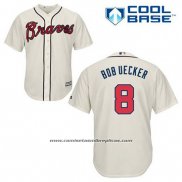 Camiseta Beisbol Hombre Atlanta Braves 8 Bob Uecker Crema Alterno Cool Base