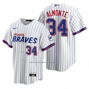 Camiseta Beisbol Hombre Atlanta Braves Abraham Almonte Replica 2021 City Connect Blanco