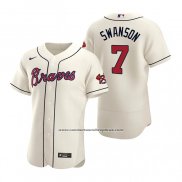 Camiseta Beisbol Hombre Atlanta Braves Dansby Swanson Autentico 2020 Alterno Crema