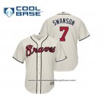 Camiseta Beisbol Hombre Atlanta Braves Dansby Swanson Cool Base Alterno 2019 Crema