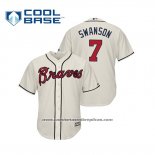 Camiseta Beisbol Hombre Atlanta Braves Dansby Swanson Cool Base Alterno 2019 Crema
