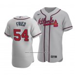 Camiseta Beisbol Hombre Atlanta Braves Max Fried Autentico Road Gris