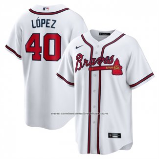 Camiseta Beisbol Hombre Atlanta Braves Reynaldo Lopez Primera Replica Blanco