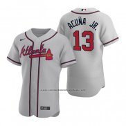 Camiseta Beisbol Hombre Atlanta Braves Ronald Acuna Jr. Autentico 2020 Road Gris