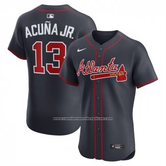 Camiseta Beisbol Hombre Atlanta Braves Ronald Acuna Jr Alternate Elite Azul